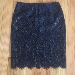 NWT Banana Republic Black/Gold Lace Skirt